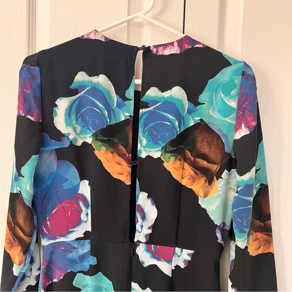 Aritzia Babaton Multi Color Maxi Long Sleeve Floral Side Slit Dress Size 2 - Picture 8 of 14
